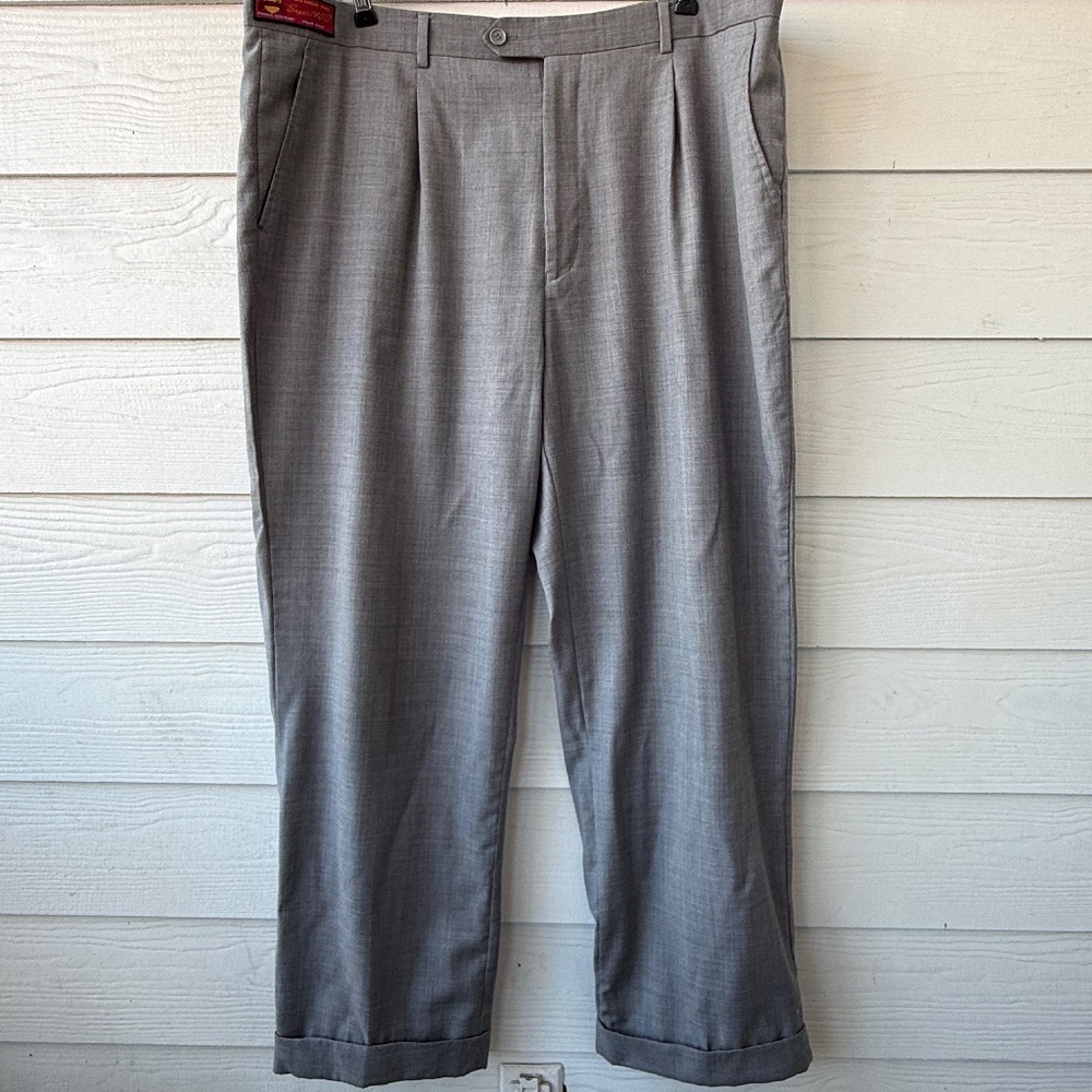 Mantoni Super 140s Virgin Wool Dress Pants | 48x42 | Gray | Luxury Suit Slacks
